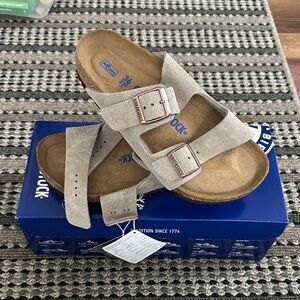 Birkenstock Light Gray Suede Sandals